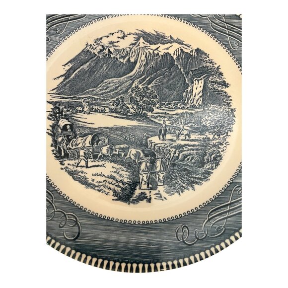 Vtg Currier and Ives By Royal Serving Platter The Rocky Mountains Pattern 10.5" - Picture 2 of 6